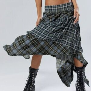 NWT, UO Basic Pleasure Mode Kurt Plaid Midi Skirt